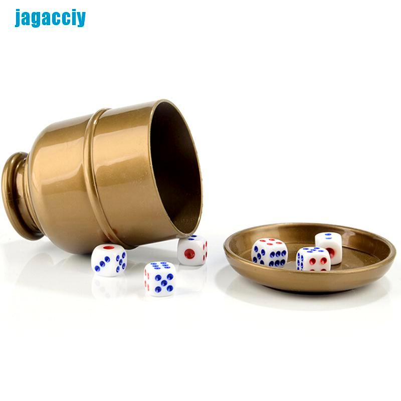[jagacciy] Bar Party Dice Cup Drinking Board Game Gambling Dice Box With 5 D6 Dice ggbo