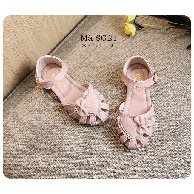 Sandal bé gái - Dép quai hậu đi học kiểu búp bê duyên dáng dễ thương màu hồng xinh xắn full size 1 - 5 tuổi SG21