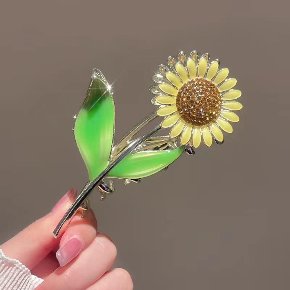 Kẹp Tóc Hình Cá Mập Đính Gai Lúa Mì / Lúa Mạch / Hoa Hướng Dương Bằng Kim Loại Thời
