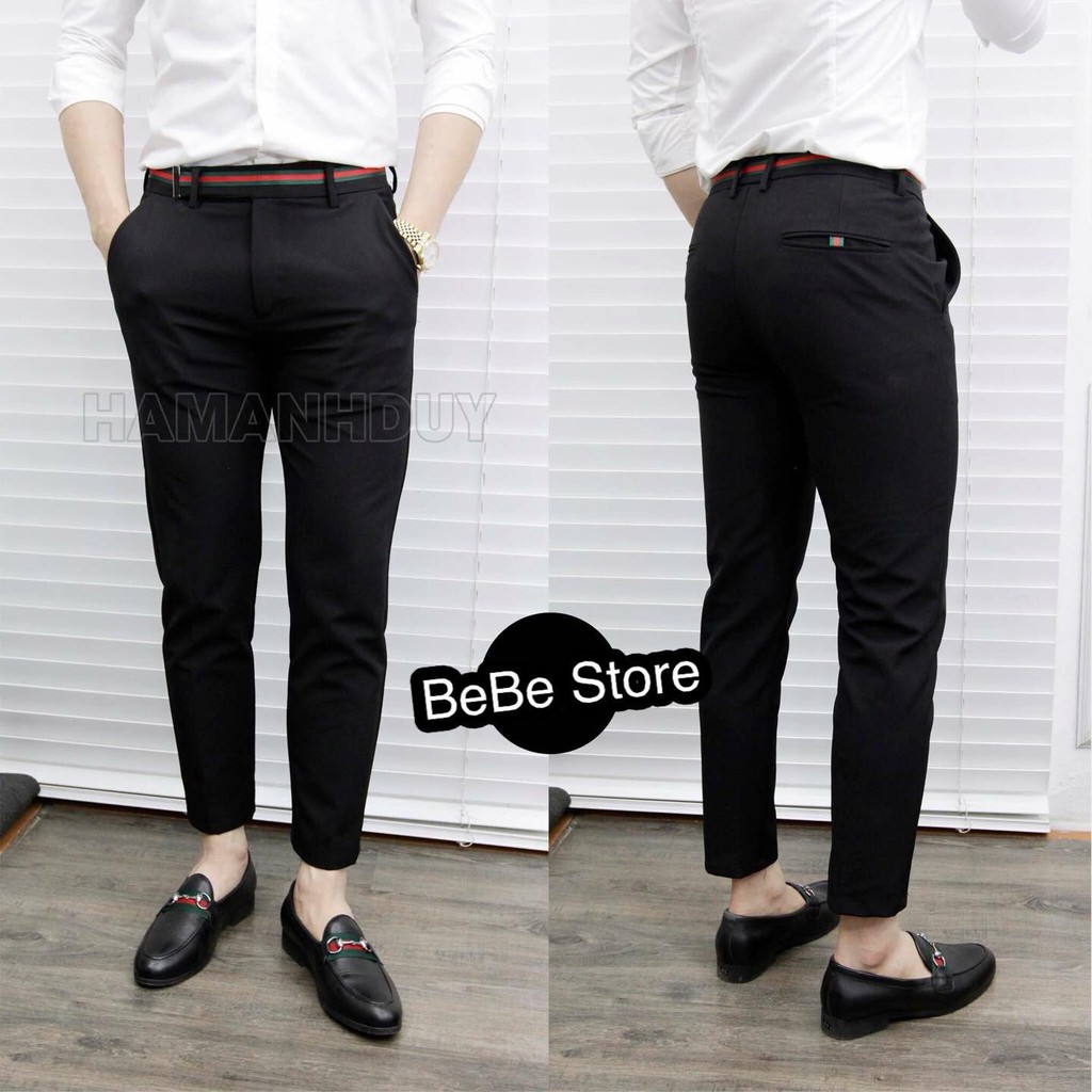 Quần âu đen Mix Cạp đỏ tặng tất ngắn cố cao cấp | BigBuy360 - bigbuy360.vn