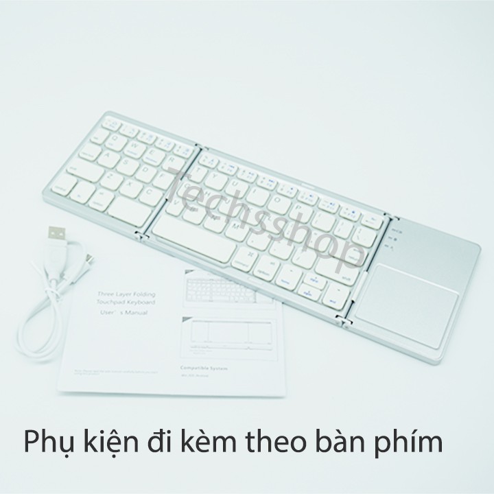 Bàn phím bluetooth không dây gấp gọn có touchpad - Loại phím vuông | WebRaoVat - webraovat.net.vn