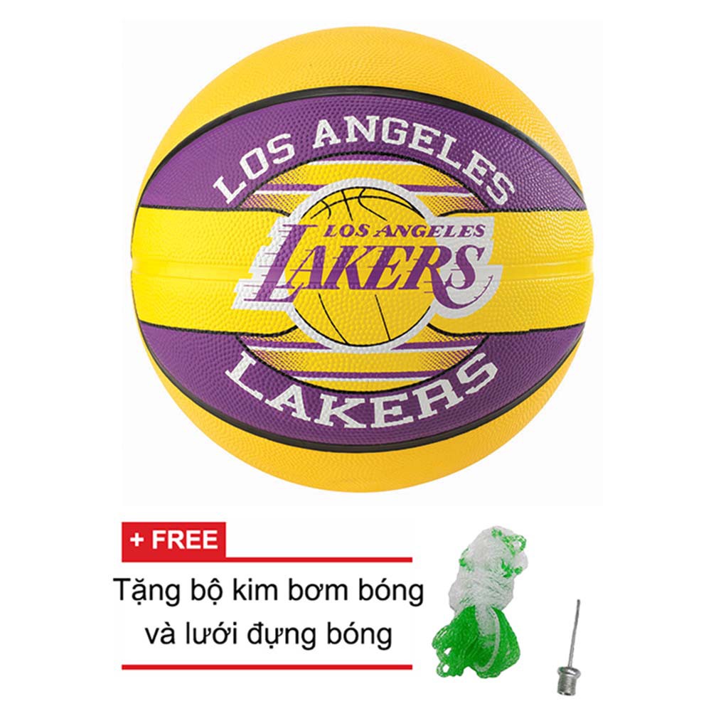 Bóng rổ Spalding NBA Team - Lakers Outdoor size 7 + Tặng bộ kim bơm bóng và lưới đựng bóng