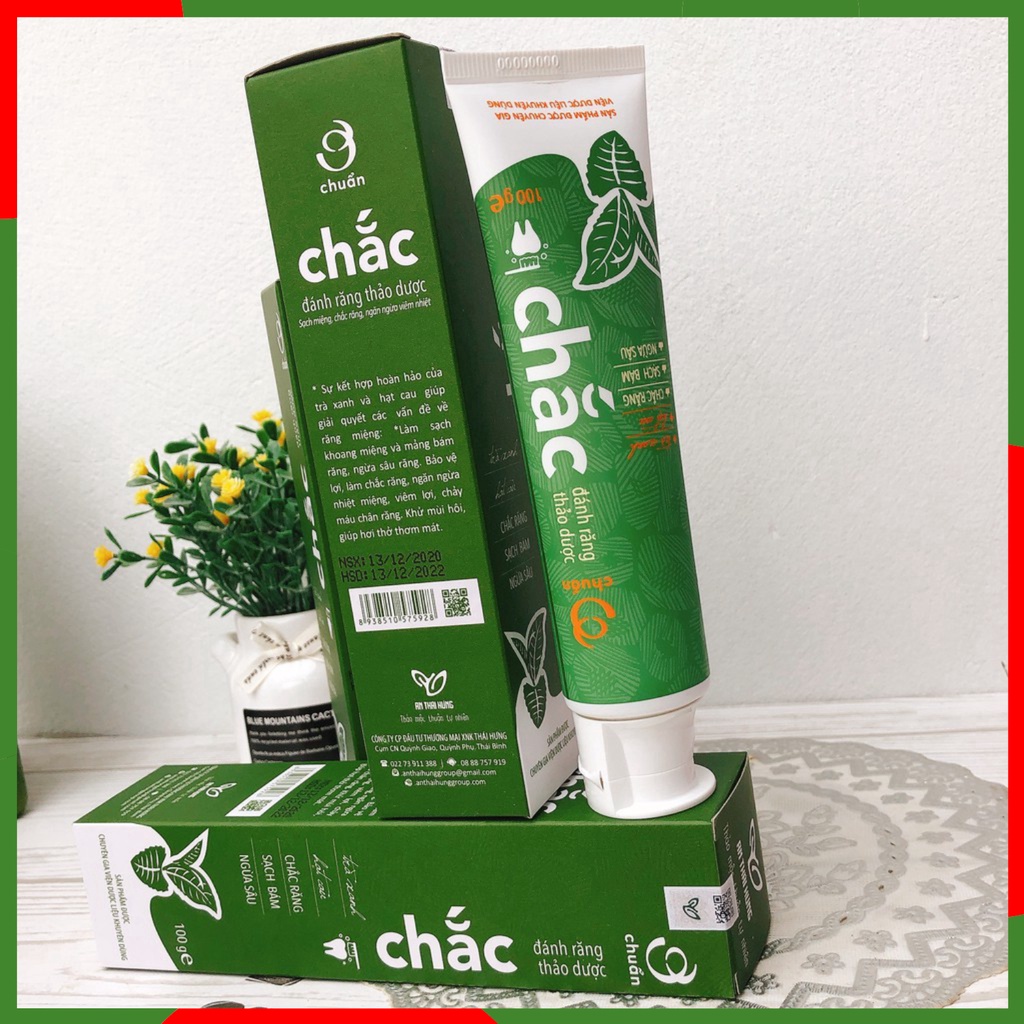 Kem Đánh Răng CHẮC Sạch Miệng Chắc Răng, Sạch Bám, Ngừa Sâu Từ Hạt Cau Và Trà Xanh 100g