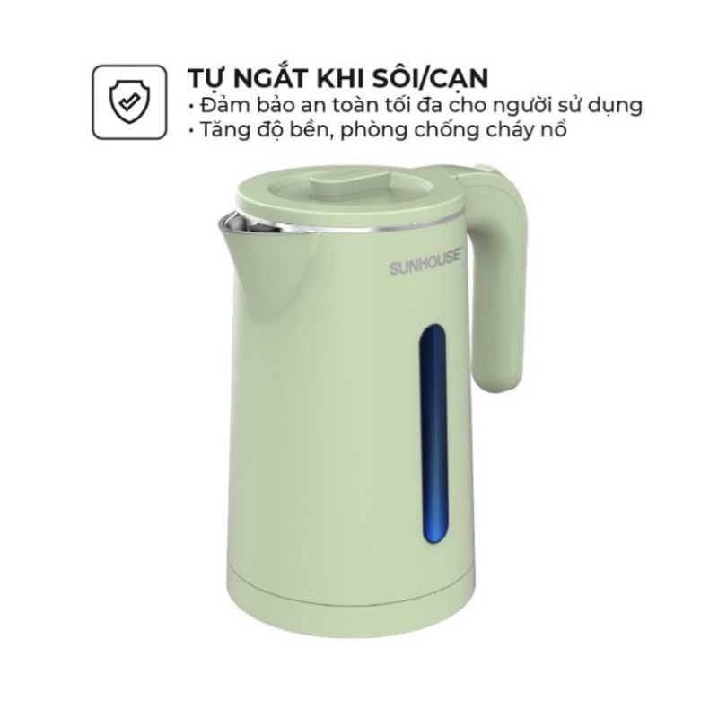 Ấm siêu tốc inox 2 lớp Sunhouse SHD1353 1.8l chính hãng - Bảo hành 12 tháng