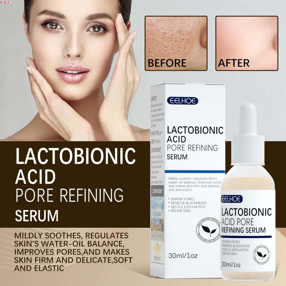 Eelhoe Lactobionic Axit Lỗ Chân Lông Thu Nhỏ Serum Sửa Chữa Làm Sạch Da Mụn Đầu Đen Mụn Hyaluronic Acid Làm Săn Chắc Nâng Serum