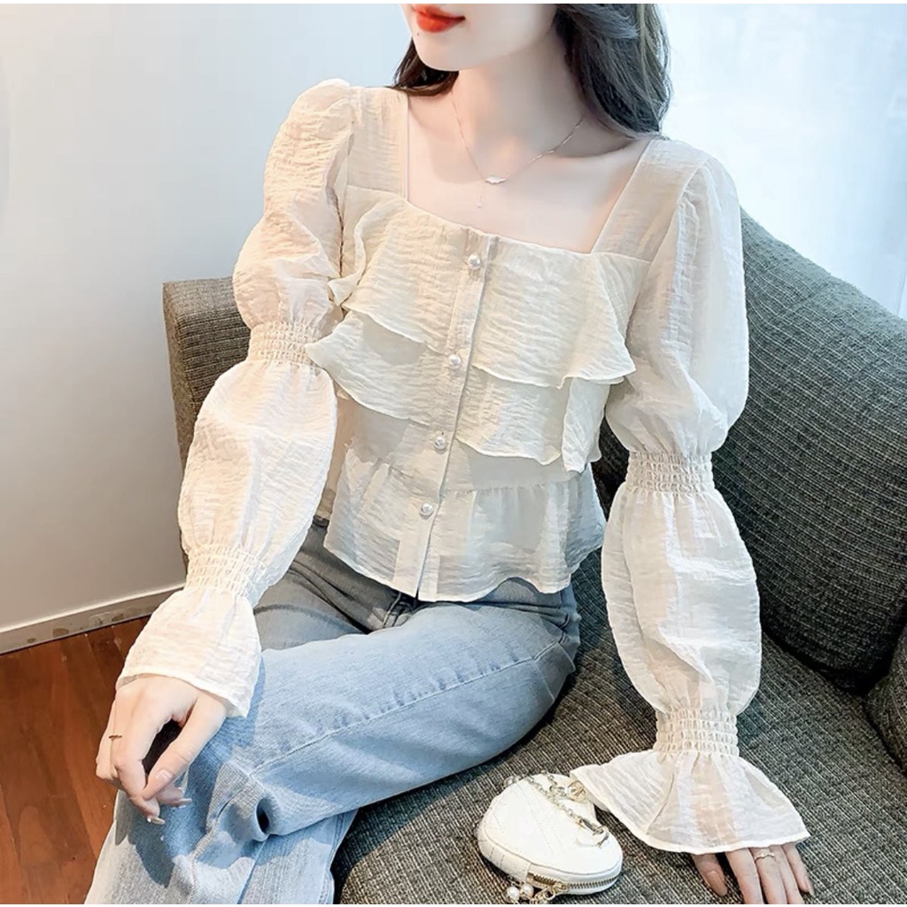 Áo Tơ Bèo Tiểu Thư Cổ Vuông - Sarang Clothing