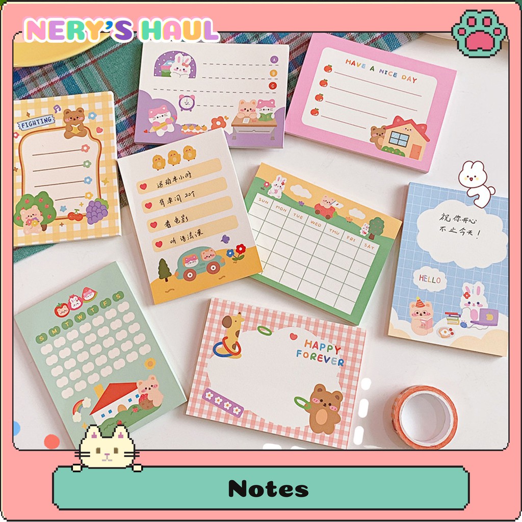 Set 50 tờ giấy note cheers hình gấu dễ thương