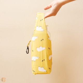 Túi vải 1 quai họa tiết gấu bắc cực vàng/ Túi vải đựng bình giữ nhiệt/ Túi vải đựng ly giữ nhiệt/ Bảo vệ môi trường