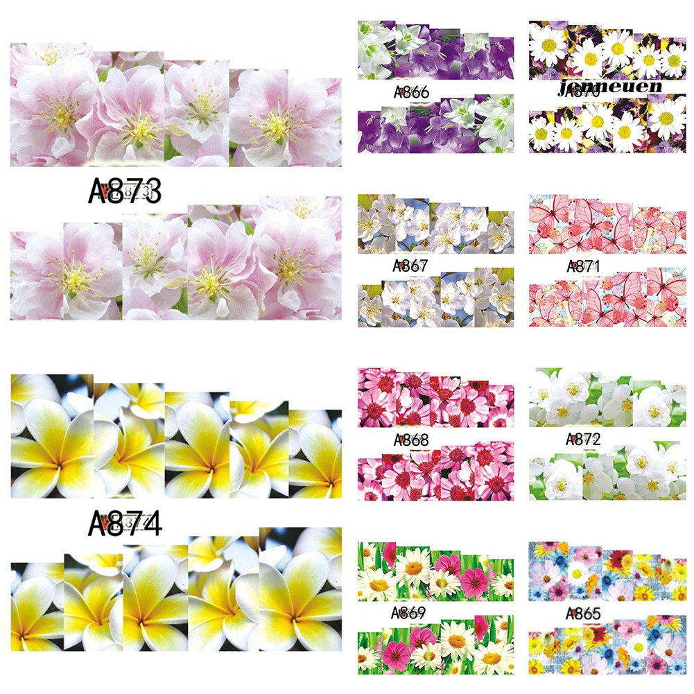 [Hàng mới về] Tờ miếng dán trang trí móng tay nghệ thuật họa tiết hoa nhiều màu sắc xinh xắn tiện lợi