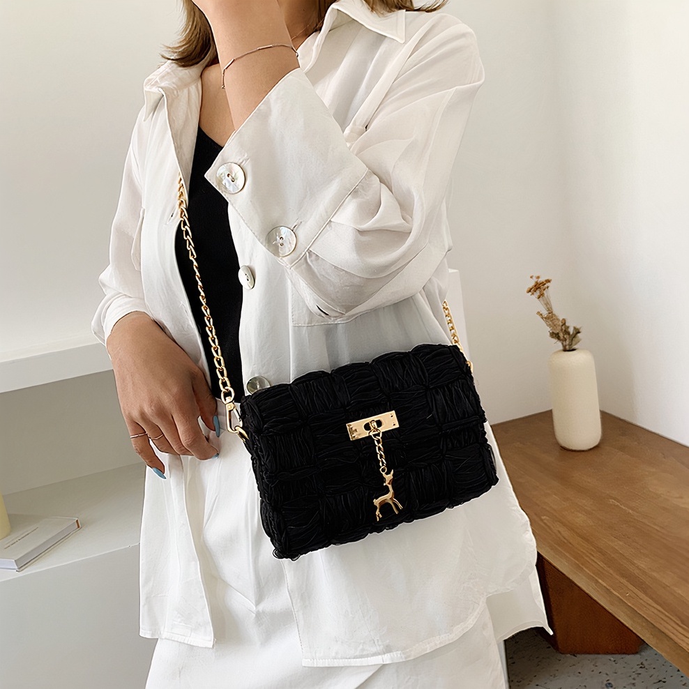 Túi handmade tự đan ruy băng, túi đeo chéo thời trang Hàn Quốc - Bộ phụ kiện đầy đủ LX301