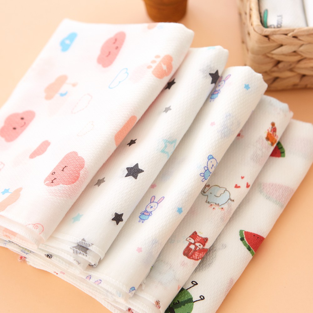 Set 10 khăn sữa có họa tiết [LiETO - Hàn Quốc] (100% cotton) cho bé