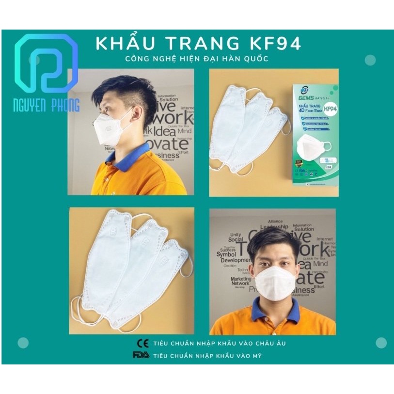 KF94, Khẩu trang y tế kháng khuẩn, hộp khẩu trang y tế 4D DC Mask KF94 lọc bụi mịn, kháng khuẩn 4 lớp chính hãng