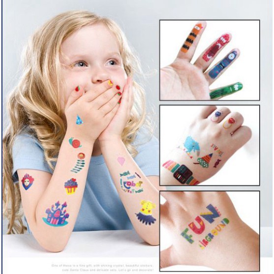 Bộ tatoo và nail stickers bộ hình xăm và miếng dán ngón tay