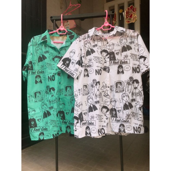 Áo Sơ Mi Tay Ngắn Unisex Cổ Bẻ Phông Cách Hàn Quốc Freesize