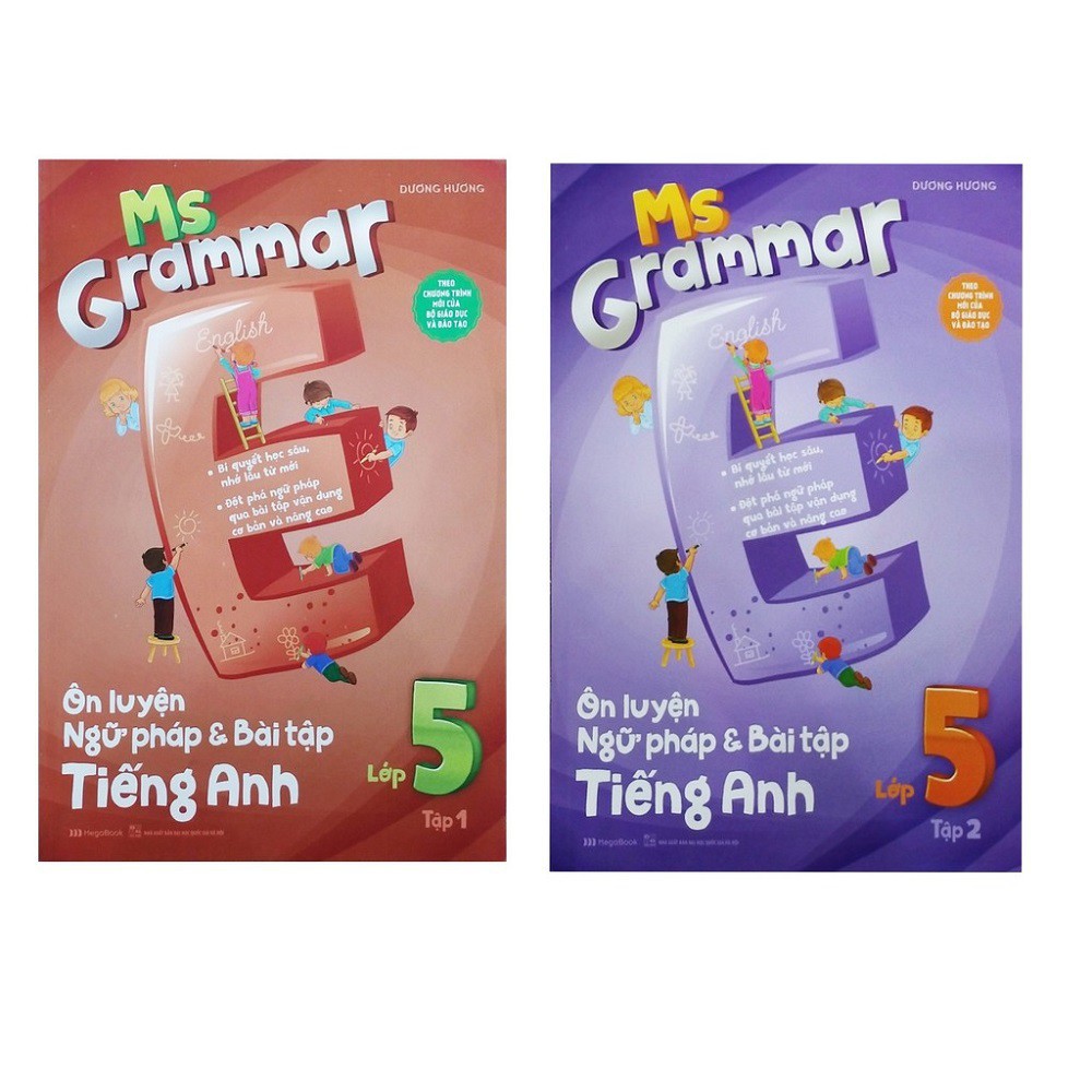 Sách Megabook - Combo Ms Grammar - Ôn Luyện Ngữ Pháp Và Bài Tập Tiếng Anh Lớp 5: Tập 1 Và 2 (Bộ 2 Tập)