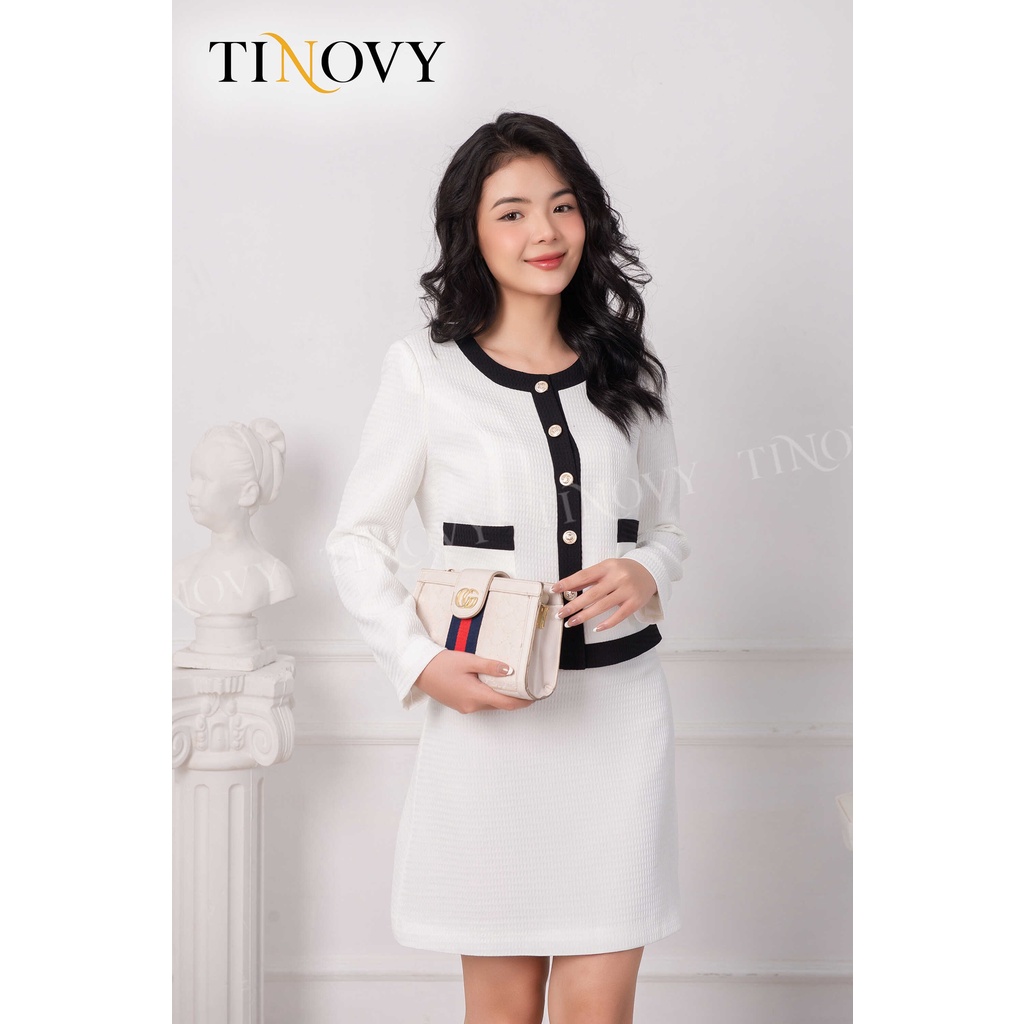 Sét Bộ Áo Croptop Chân Váy Chữ A TINOVY BO2282