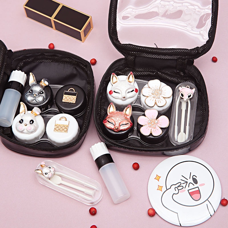 Hộp đựng kính áp tròng thiết kế họa tiết hoạt hình đáng yêu cho nữ