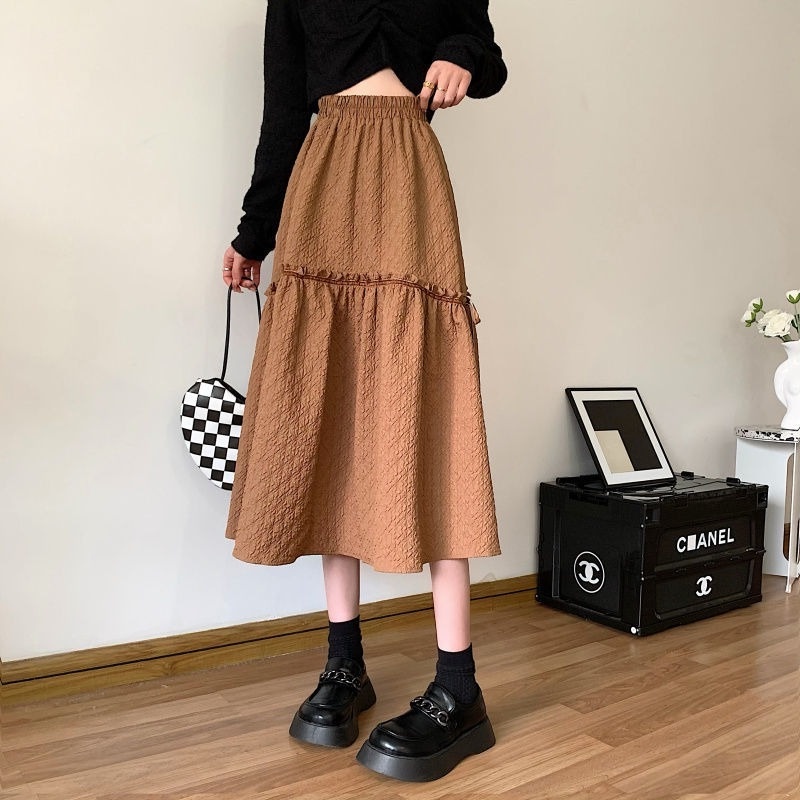 Chân váy chữ A lưng cao thời trang thu đông cho nữ