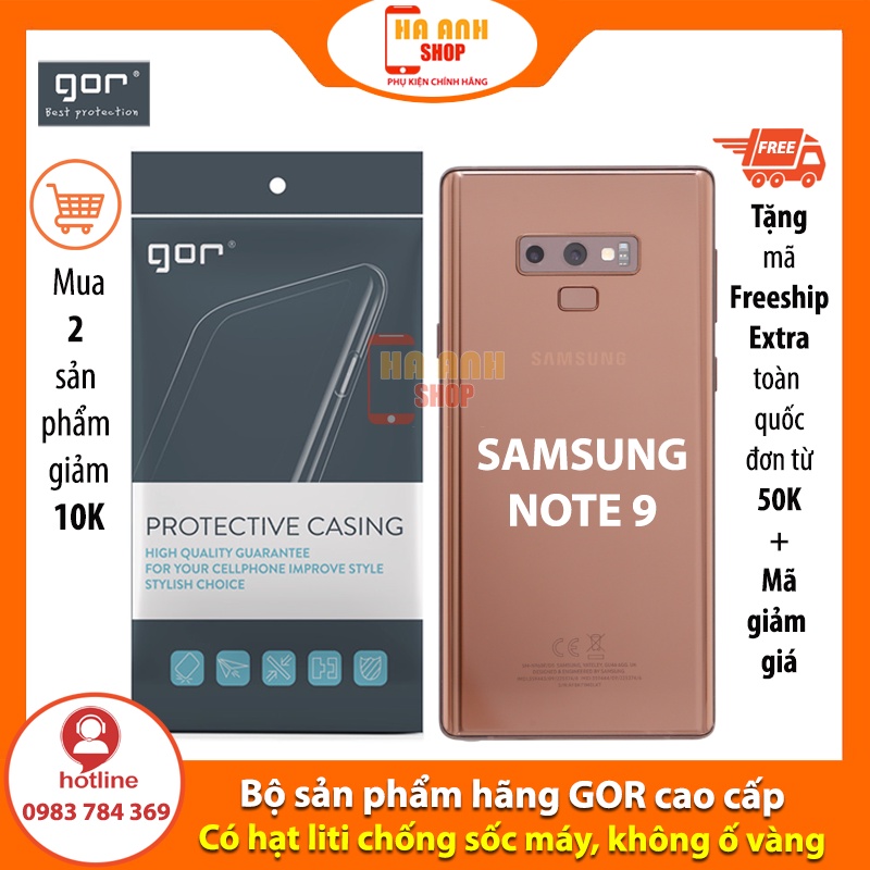 Ốp samsung Note 9 hãng Gor cao cấp trong suốt như pha lê, siêu dẻo, siêu mỏng, siêu nhẹ, siêu bền