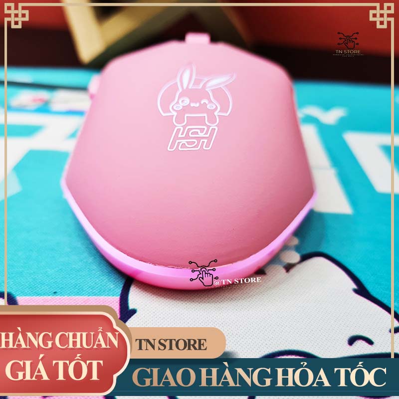 Chuột màu hồng siêu dễ thương dùng cho PC Laptop hình Pikachu có đèn LED RGB