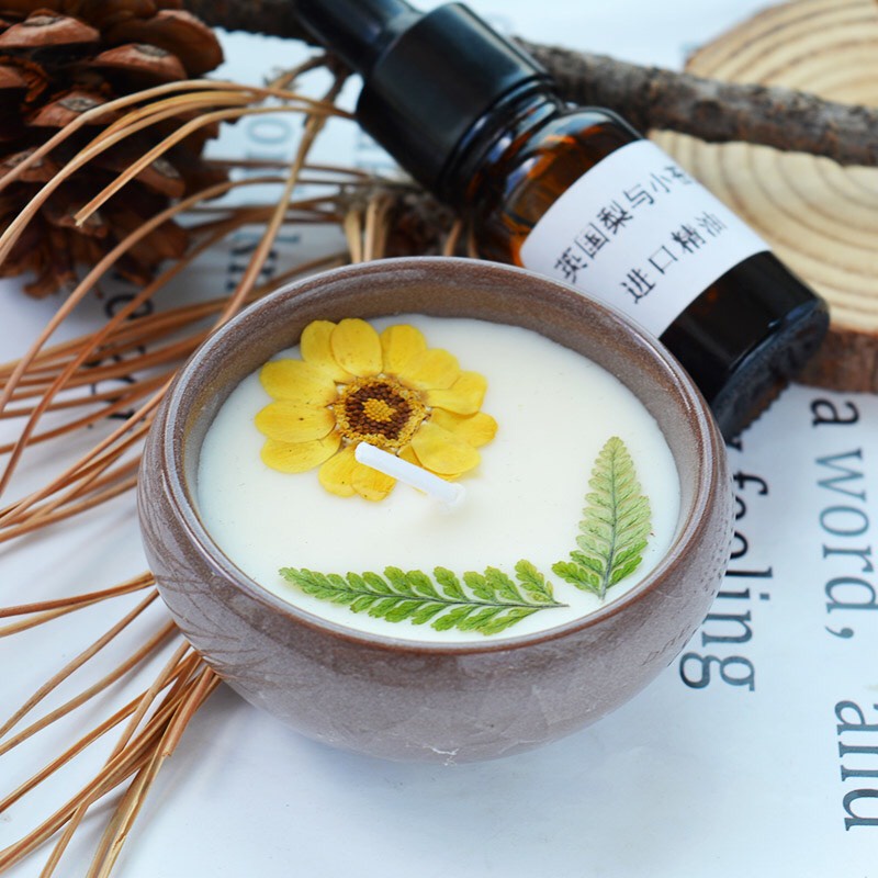Nến thơm hoa khô thiên nhiên nhiều màu sắc phong cách Hàn Quốc giúp giảm stress thư giãn đầu óc, trang trí nhà cửa Ráp