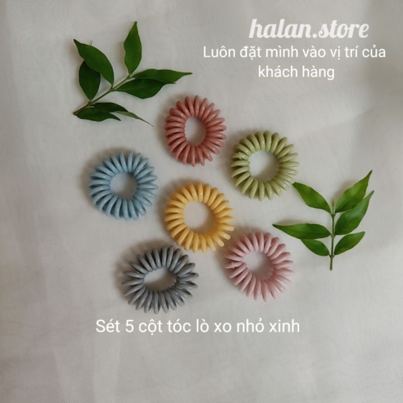 Sét 5 cột tóc lò xo nhiều màu nhỏ xinh