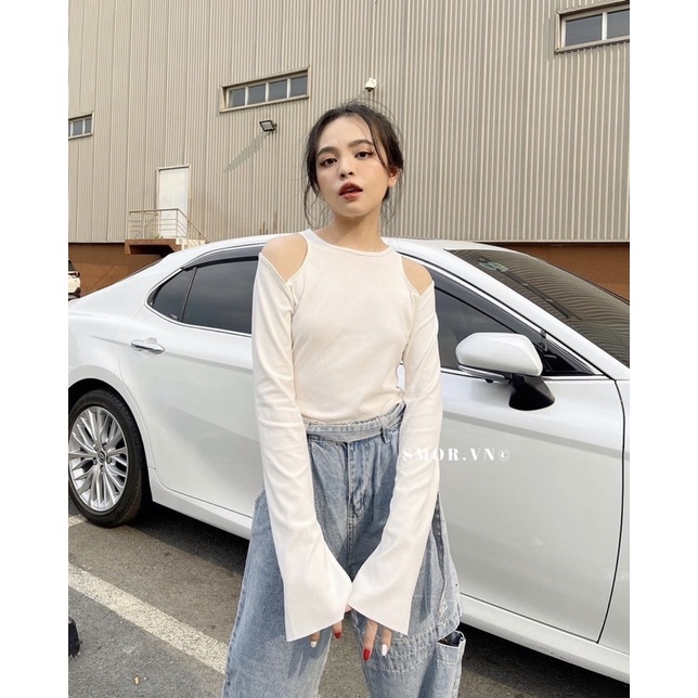 Áo Thun Kiểu Tay Dài Xẻ Phong Cách Trendy A77