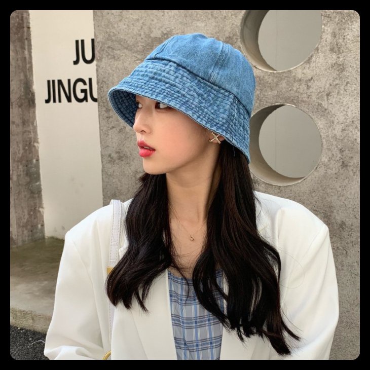 Mũ Bucket thời trang vải denim màu trơn basic chống nắng mùa hè phong cách Hàn Quốc xinh xắn