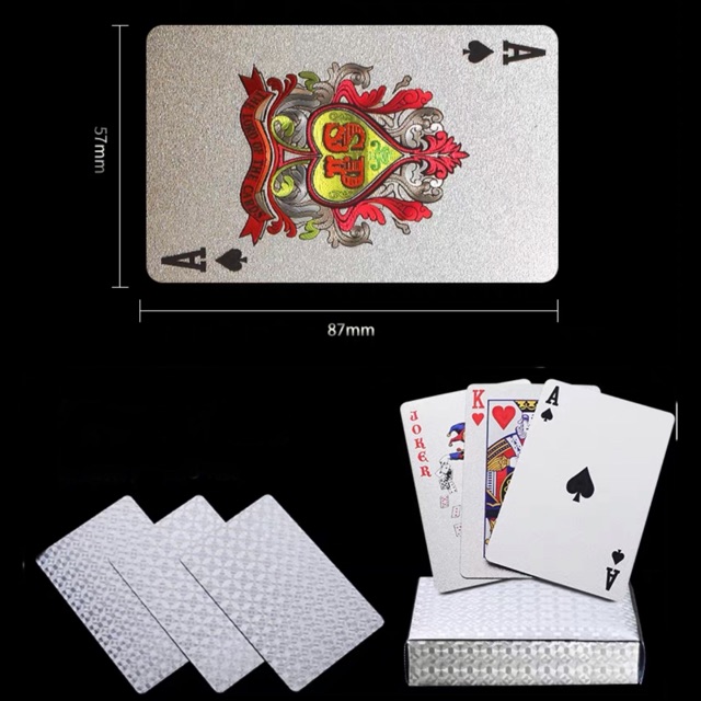 BỘ BÀI POKER NHỰA PVC NHŨ BẠC CHỐNG THẤM NƯỚC (kèm hộp đựng )