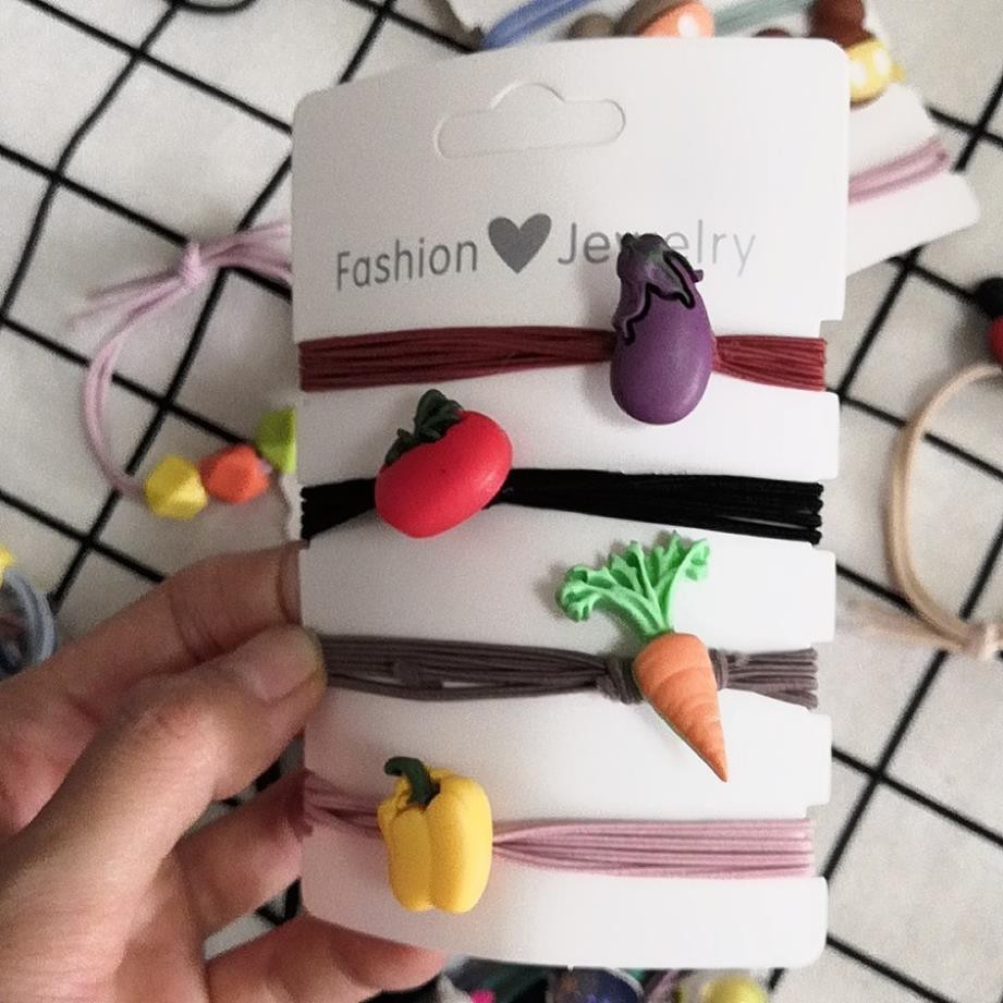 Dây Buộc Tóc SOLANO Dây Cột Tóc Hàn Quốc Nhiều Màu Chất Liệu Thun Buộc Tóc Hình Củ Quả Xinh Xắn Cho Nữ FA-001236