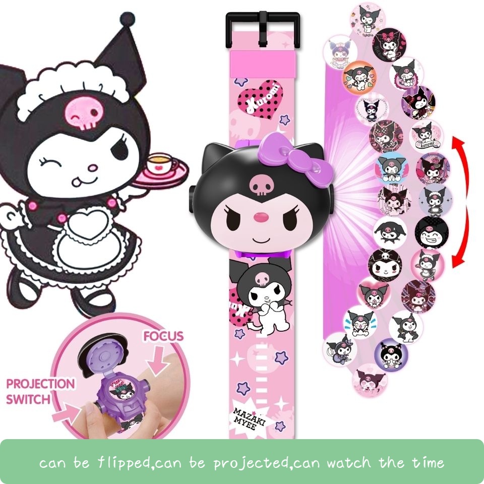 Đồng Hồ Điện Tử Chiếu Hình Kuromi Melody Cinnamoroll Hellokitty Đáng Yêu
