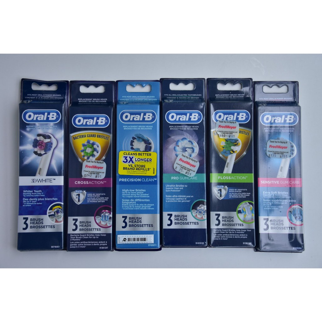 Set 3 đầu bàn chải điện thay thế Oral-B, cho tất cả các dòng bàn chải điện Oral-B | BigBuy360 - bigbuy360.vn