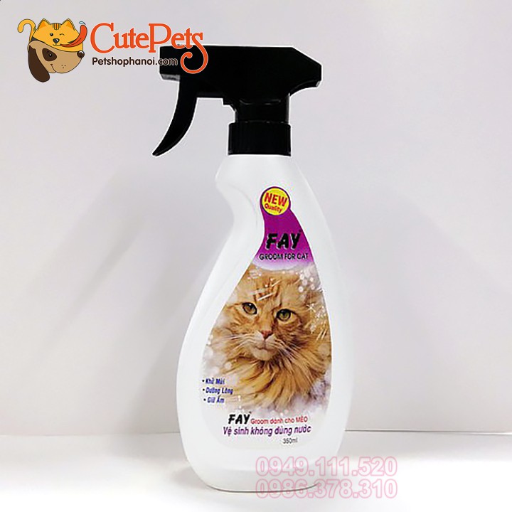 Xịt tắm khô khử mùi cho chó mèo Fay 350ml - Phụ kiện thú cưng Hà Nội