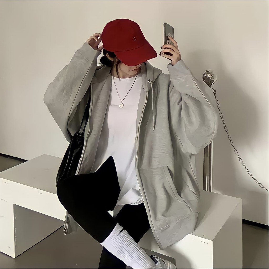 Áo khoác nỉ form rộng tay bồng BASIC áo hoodie hot trend_VIETSTAR