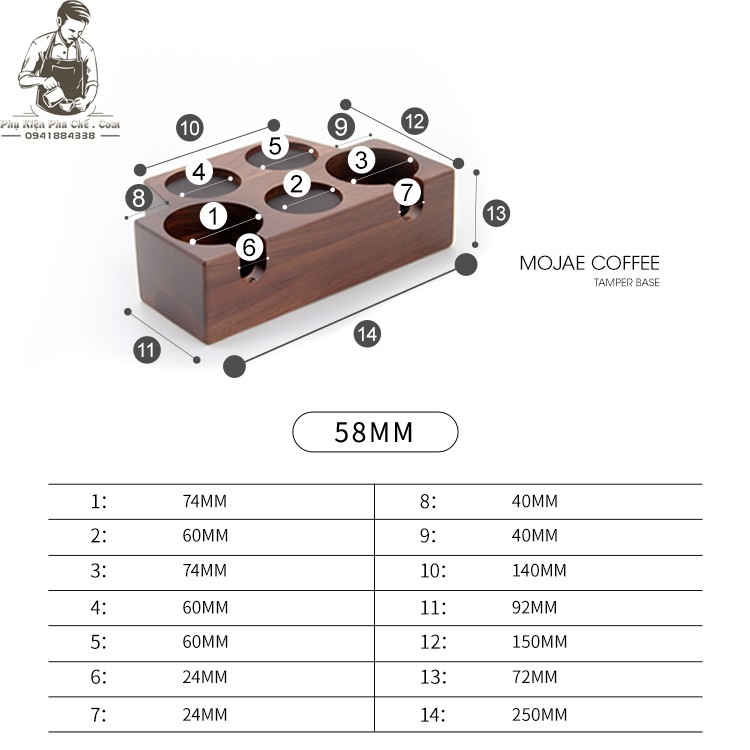 Tamper Base Gỗ Óc Chó - Kệ Gỗ Lót Temper