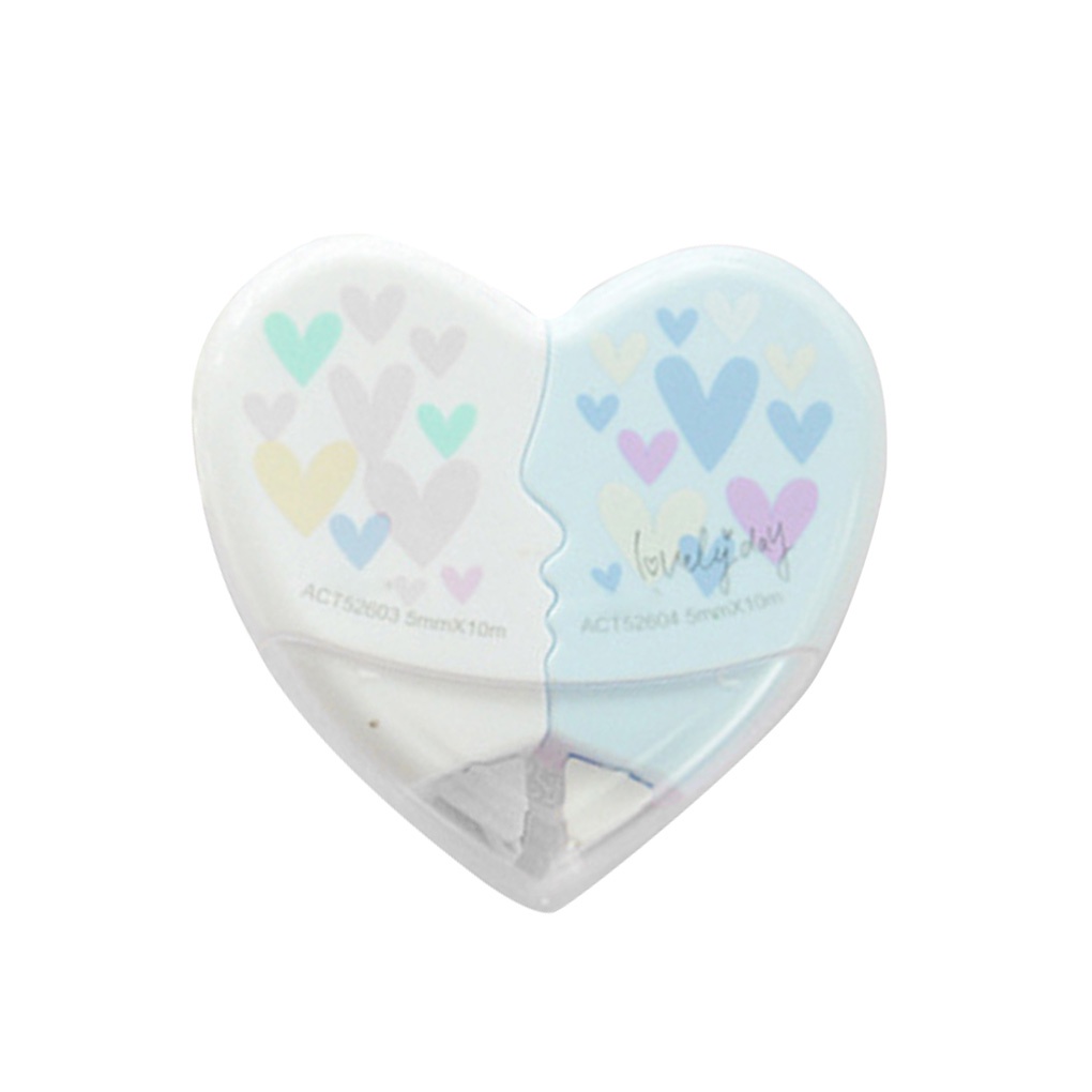 2 Pcs/pair 10m Love Heart Correction Tape Plastic Stationery Corrector Students Gifts Office School Supplies