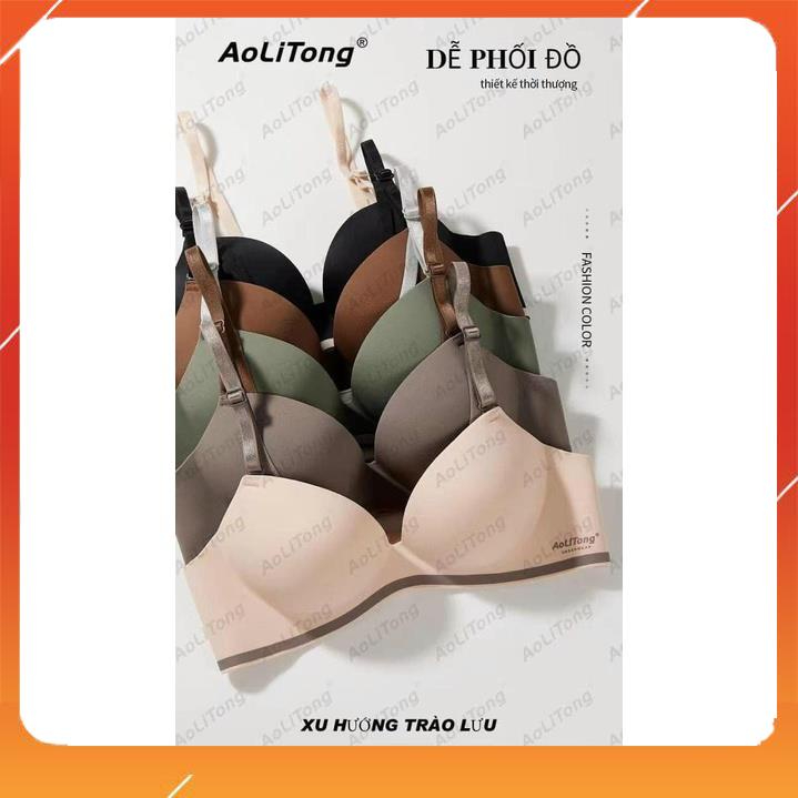 Áo lót nữ su đúc không gọng nâng đẩy ngực cup chéo đệm mút vừa phối màu viền A5154