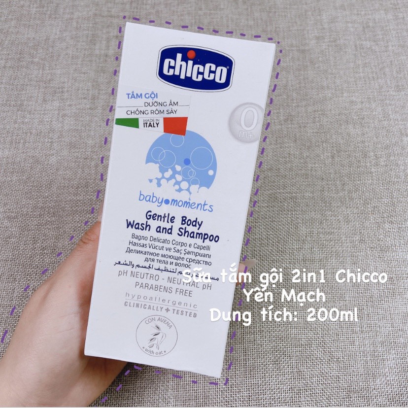 Sữa tắm gội Chicco sơ sinh chiết xuất yến mạch/hoa cúc 200ml/500ml