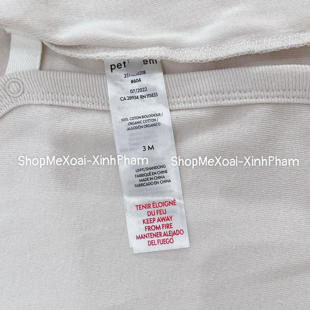 Body chip Vạt chéo Organic cotton dài tay hiệu Petit...Lem xuất xịn hàng cao cấp Newborn,3M,6M,9M,12M