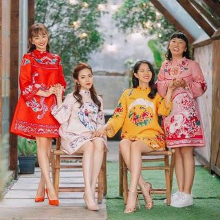 Váy gấm chữ A đẹp quá các ty ưi😘😘