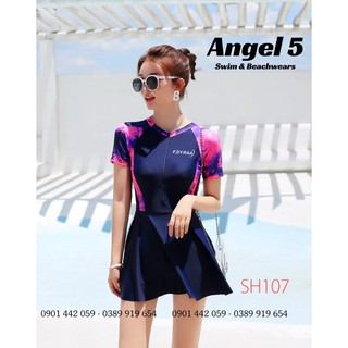 Đồ bơi nữ liền thân tay ngắn SH107