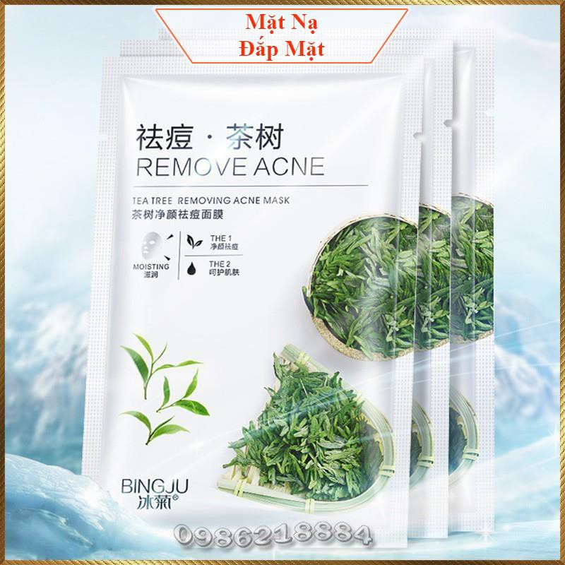 Mặt nạ tràm trà mụn BINGJU Teatree Removing Acne Mask giảm mụn ngừa mụn BRA2