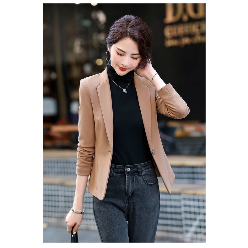 Áo khoác vest nữ blazer dáng ngắn kiểu Hàn Quốc 2 lớp chất liệu Mango Hàn - Mã SP: H1 - Màu: Đen, Nâu