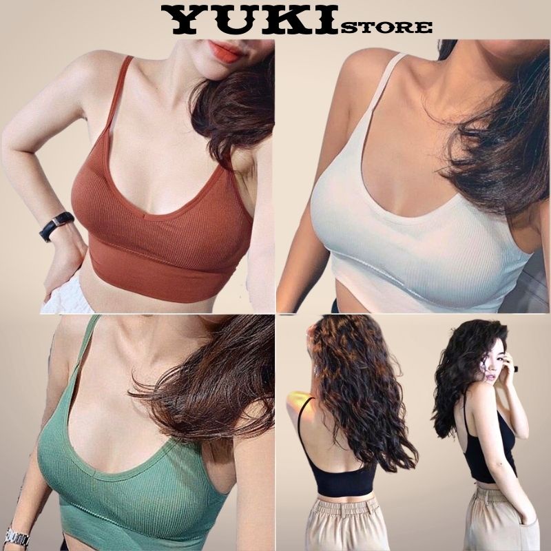 Áo bra nữ hở lưng chữ U hai dây len tăm YUKI STORE 367