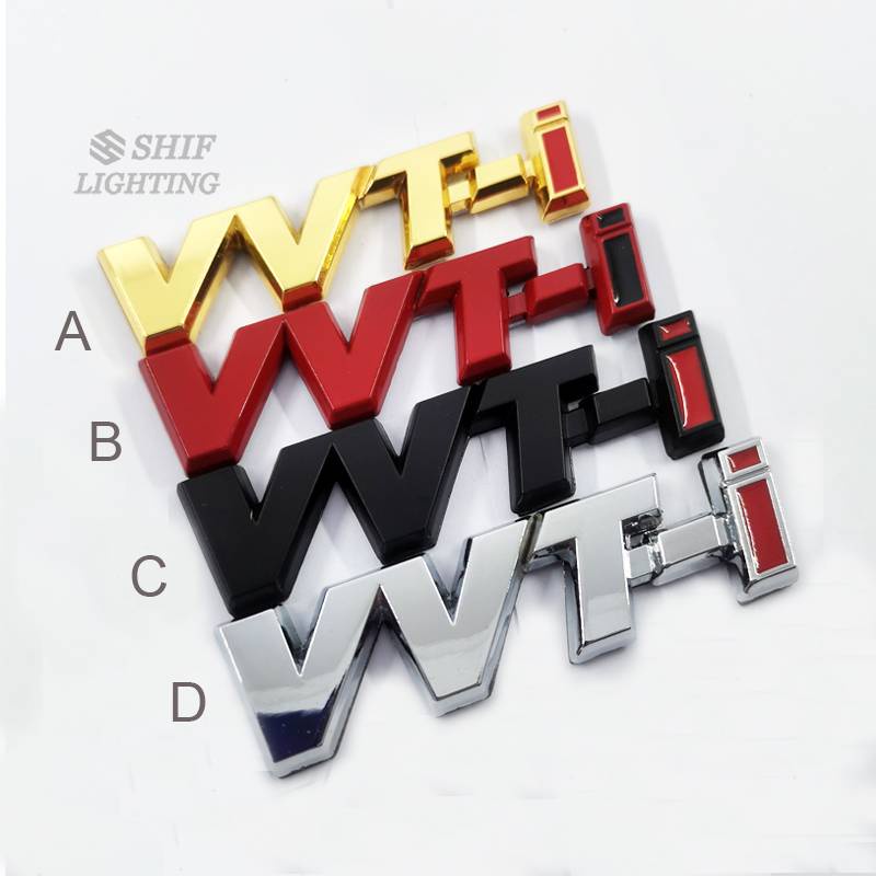 Huy hiệu bằng kim loại nhỏ hình chữ VVTI gắn vào thân xe hơi dùng thay thế cho TOYOTA