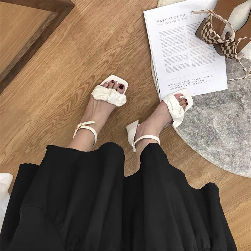 Giày Cao Gót Sandal Nữ 7P Quai hậu NƠ Xinh Xuất Sắc K5