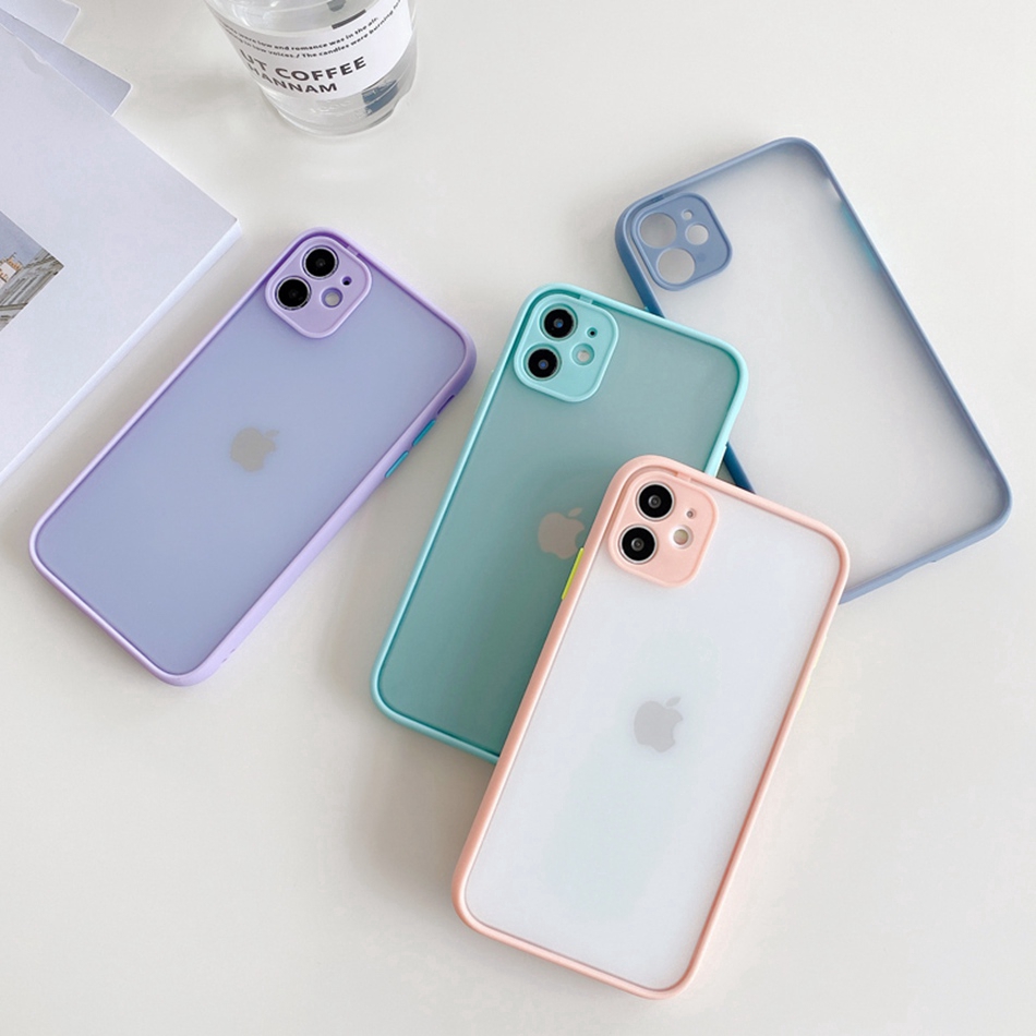 Casing iPhone 12 Mini SE 2020 11 Pro Max Xs Max  XR 7 8 6 Plus Candy Colors Precision Holes Matte Hit Color Clear Skin Feel TPU Soft Phone Case