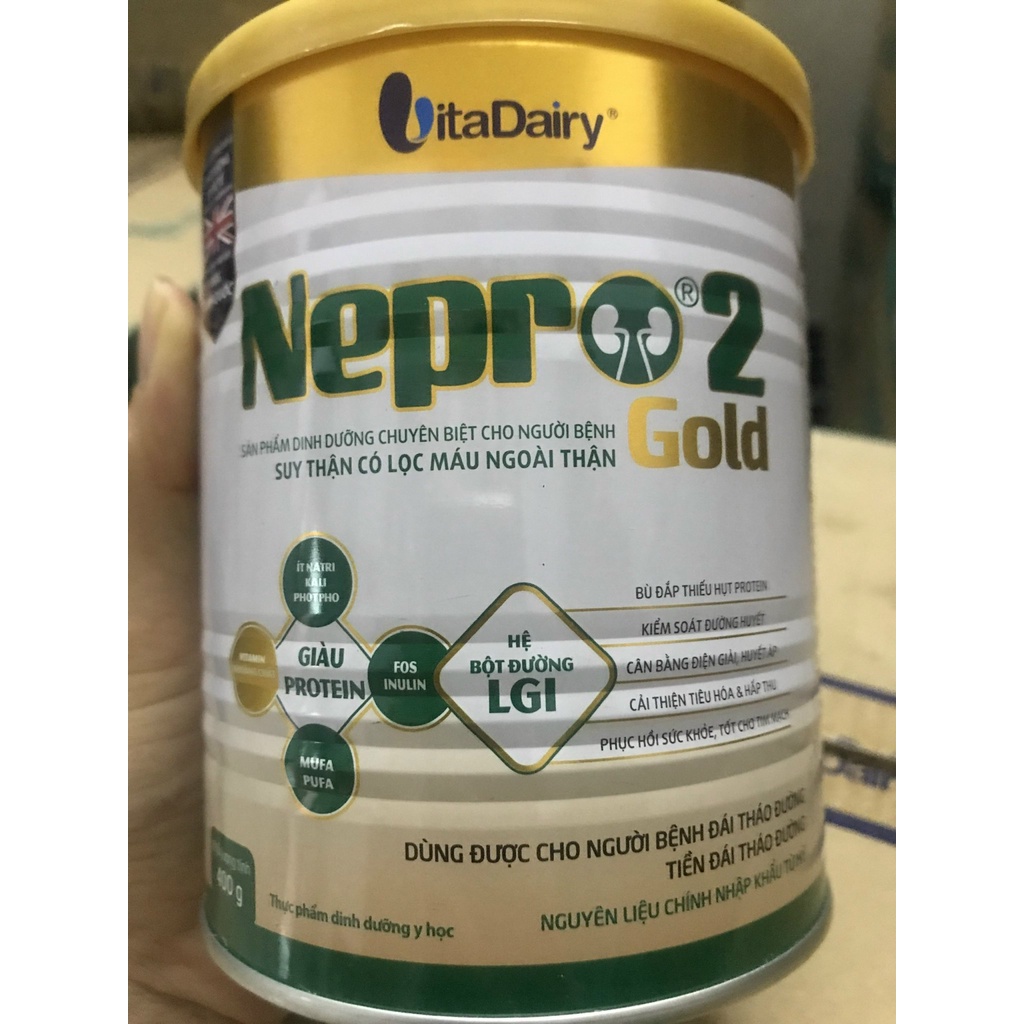 Sữa nepro 2 gold hộp 400g  - Sản phẩm dinh dưỡng cho người bệnh suy thận có lọc máu ngoài thận