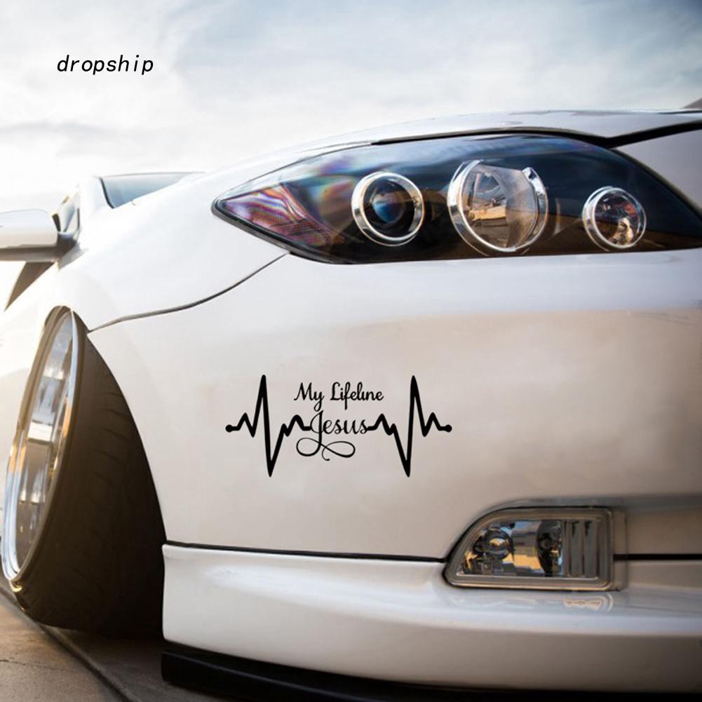 Miếng Dán Trang Trí Xe Hơi In Chữ Jesus Graph Christian Dễ Thương