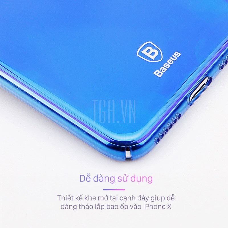Ốp lưng cho iPhone XS Max trong suốt đổi màu Baseus Glaze Case